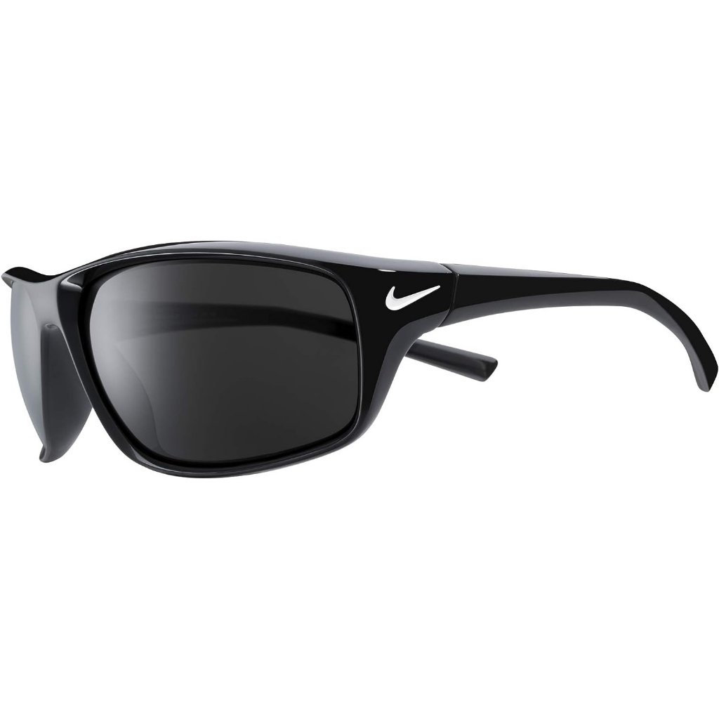 Nike Ev1134-01 Boys Black White Frame Color Grey Lens Tint Adrenaline Sunglasses